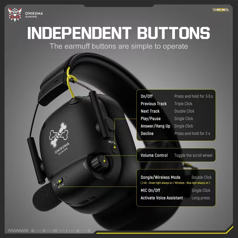 🎧 ONIKUMA Auriculares Gamer Inalámbricos 4 Modos