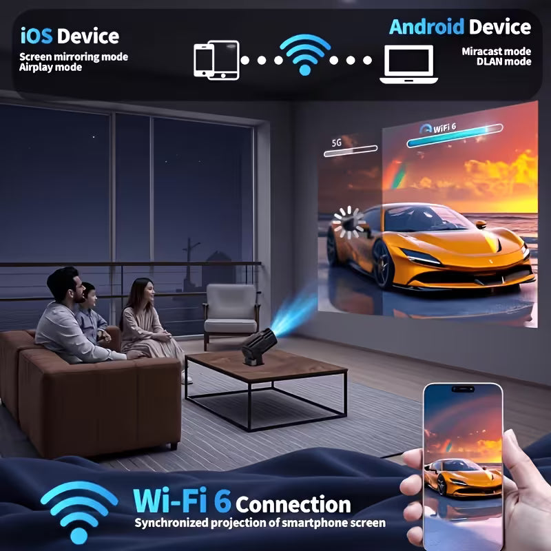 Mini Proyector Inteligente 1080P con WiFi y Compatibilidad 4K