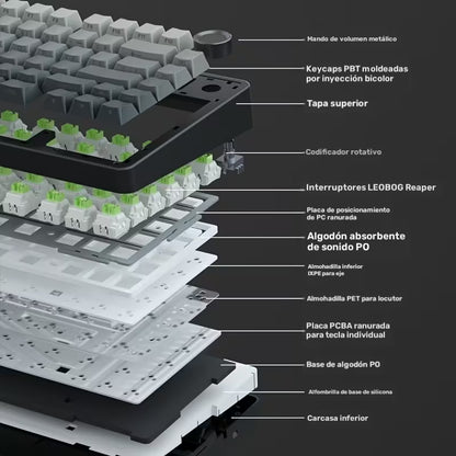 🎮 AULA Teclado Mecánico Inalámbrico 75% – LEOBOG Reaper