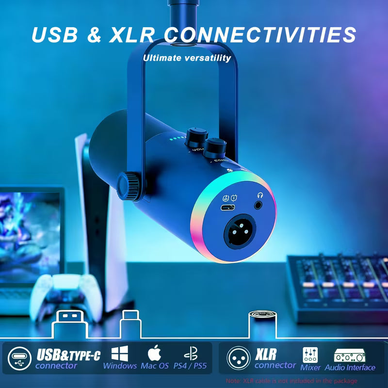 Kit de micrófono dinámico RGB XLR/USB