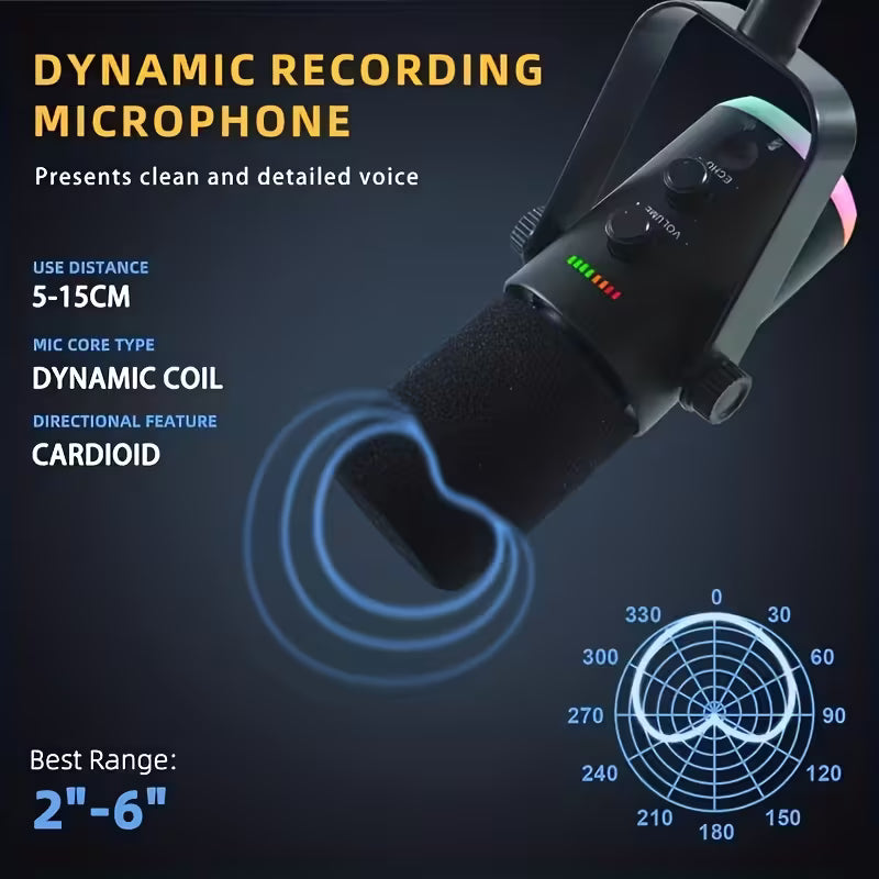 Kit de micrófono dinámico RGB XLR/USB